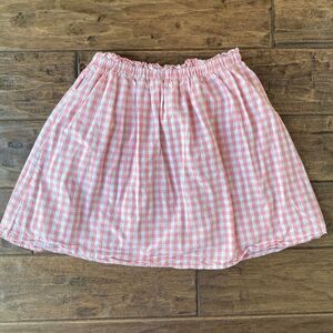 BCBG Girls Gingham Skirt sz Large White/Pink Pull On Elastic Waistband Lined